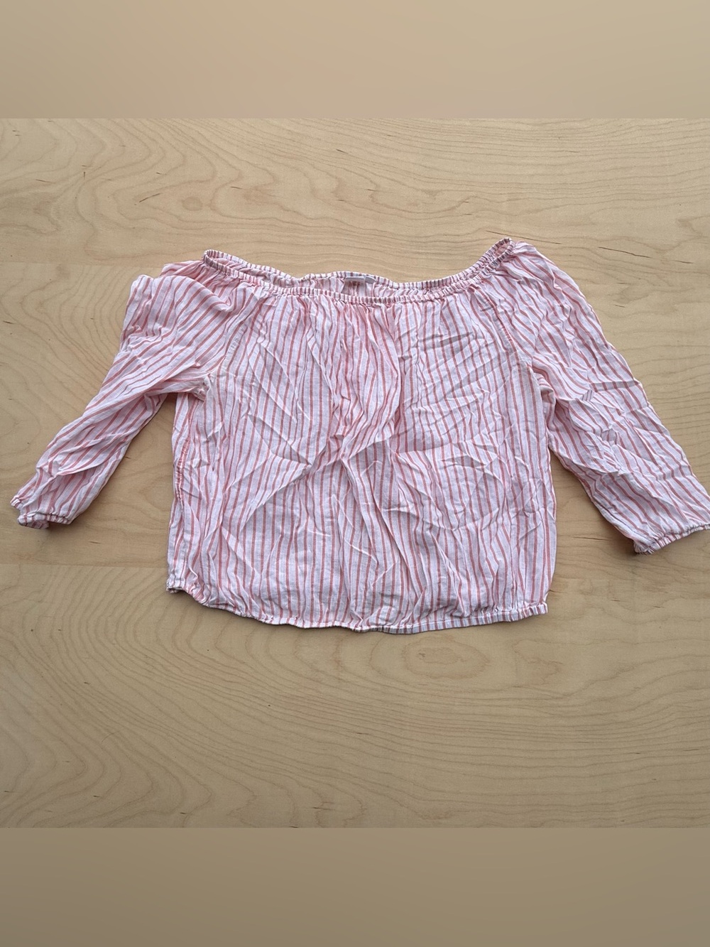 Gap Off-the-Shoulder Pink & White Striped Lightweight Peasant Shirt Top XL